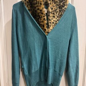CAbi Teal Button-Up Cardigan